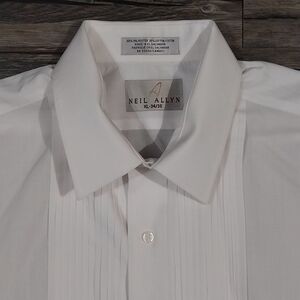 Neil Allyn Mens XL Dress Tuxedo Shirts Long Sleeve Button Pleated Formal Shirt